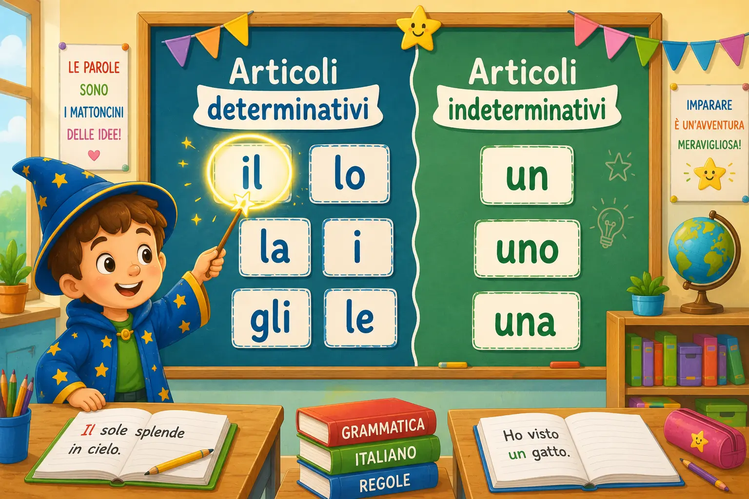 analisi grammaticale:il, la, i, gli, le, un, una, lo con esempi