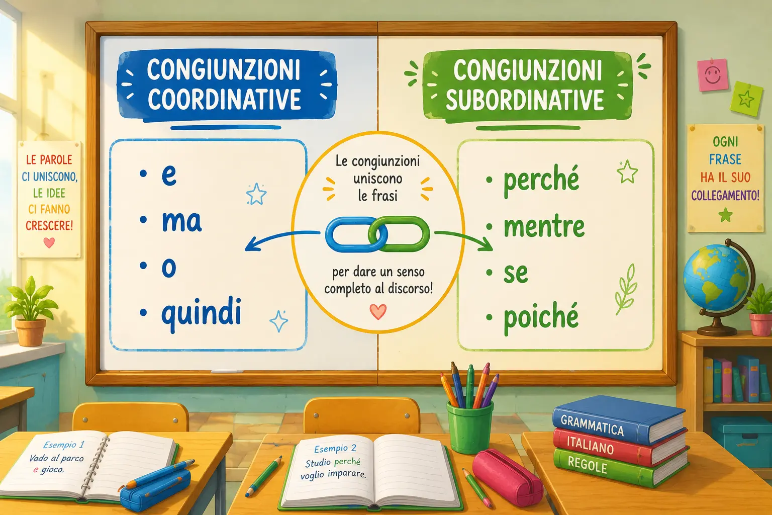 Analisi grammaticale delle congiunzioni coordinative e subordinative
