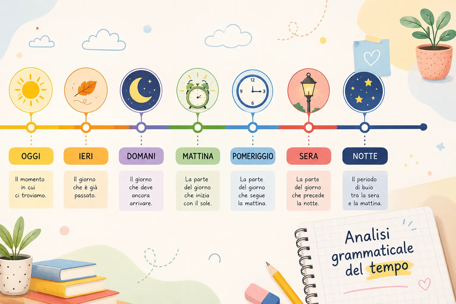 Espressioni di tempo in analisi grammaticale: oggi, ieri e domani