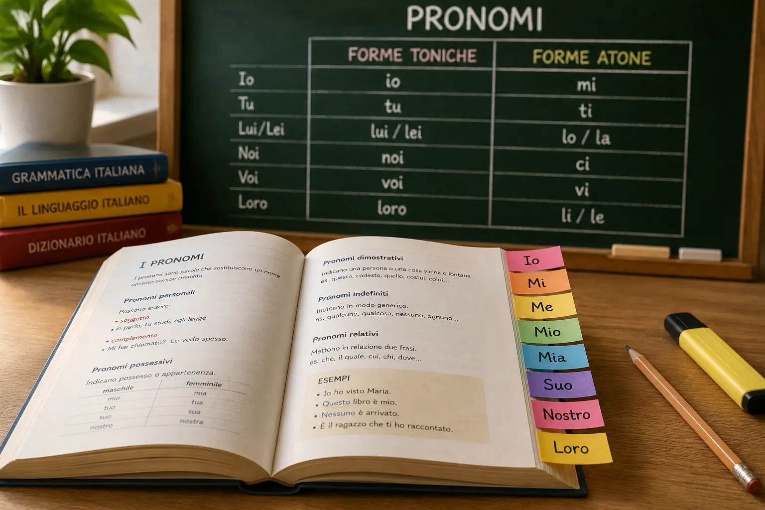 Analisi grammaticale di mi, ti, si, io, mio, suo e loro con esempi